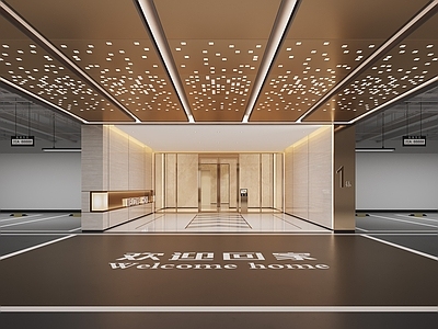 现代简约室内停车场 现代地下停车场