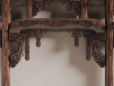 新中式梁柱节点 木梁 雕花横梁 粱托 柱子 梁柱结构