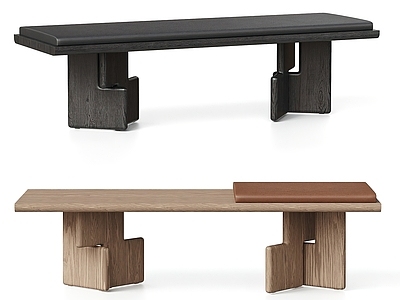 现代简约沙发凳 MINOTTI Nico 实木沙发凳 长凳 床尾凳