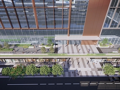 现代主义办公园区景观 入口 街区 广场