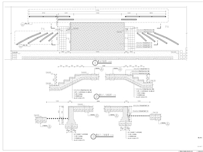 现代中式其他景观 舞台详图 景墙 弧形景墙 施工图