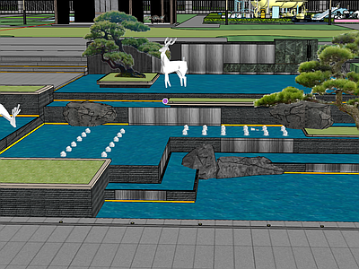 小区主入口 住宅入口水景 跌断水池 小区水景 示范区水景 施工图