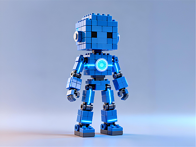像素化机械风玩具 乐高机器人IP 玩具 美陈 雕塑 摆件