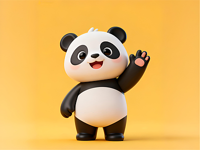 3D卡通萌系虚拟人物 熊猫IP 雕塑 摆件 吉祥物 美陈