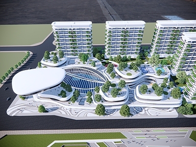 现代主义鸟瞰规划 商业 现代风格 流线型