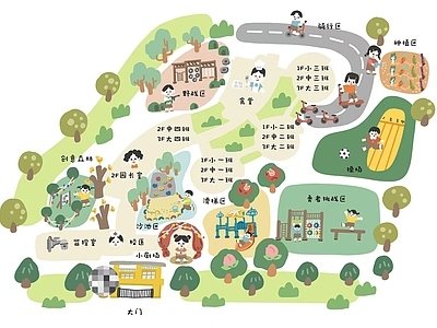 现代其他挂画 幼儿园地图插画 手绘地图