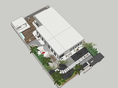 现代简约别墅庭院 现代庭院