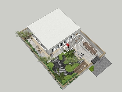 现代简约别墅庭院 现代庭院