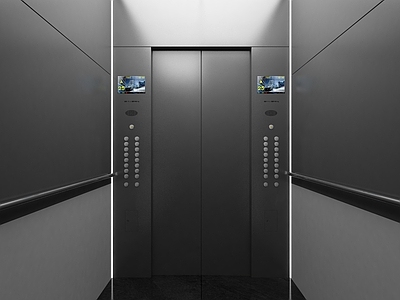 极简主义电梯间 现代电梯间 电梯轿厢