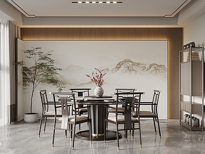 新中式家居餐厅 餐厅包间 酒店包间