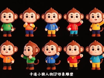 卡通IP形象设计虚拟人物 卡通小猴人物IP 人物IP形象雕塑