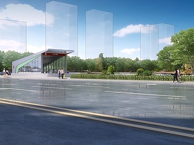 现代主义车站外观 现代地铁站 地铁站门头