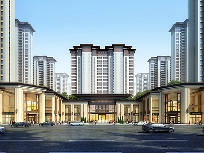 新中式小高层住宅楼 新古典住宅 住宅 现代住宅