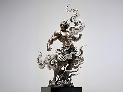 新中式雕塑摆件 武士雕塑摆件 钢铁肌肉男 艺术品
