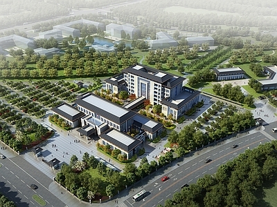 新中式其他公共建筑 中式医院 医院 坡屋顶医院