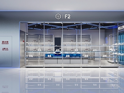 现代鞋店 潮鞋店 F2 鞋店 效果图 施工图