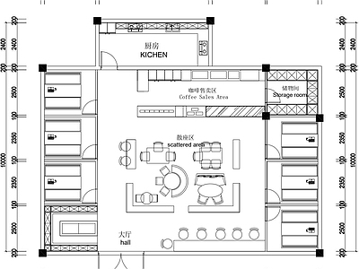 现代咖啡厅 170平咖啡厅 施工图