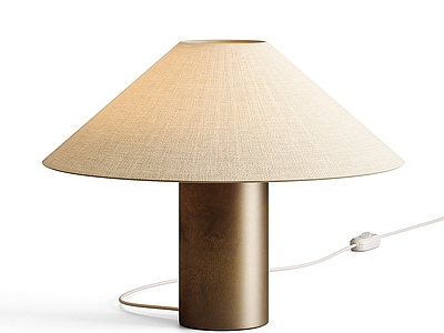 中古风台灯 ZARAHOME 法式中古风台灯 亚麻布艺台灯 金属底座台灯 蘑菇台灯