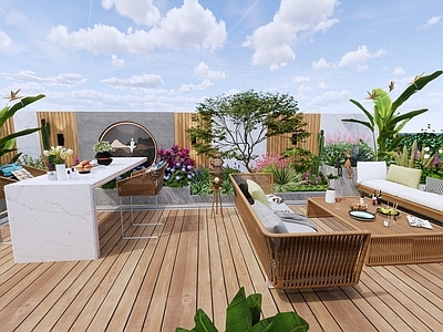 现代自然风屋顶花园