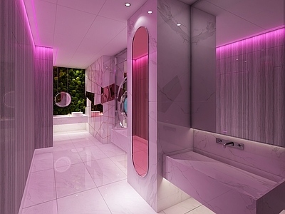 赛博朋克风公共卫生间 现代公共卫生间 KTV卫生间