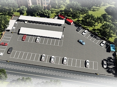 现代简约停车场 停车场 充电桩