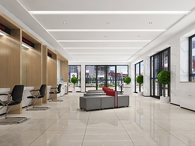 现代简约银行 银行大堂 银行大厅