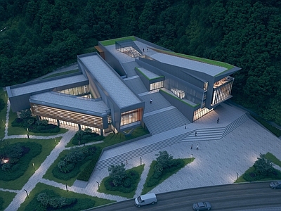 现代主义图书馆外观