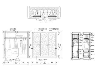 柜体节点 酒店衣柜家具节点 施工图
