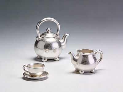 极简茶具 银壶 雕塑 美陈 AI渲染 茶壶