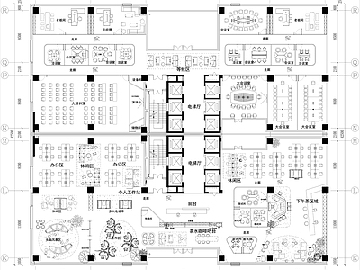 原木开放办公室 共享办公室 总经理办公室 办公会所 办公平面方案 施工图