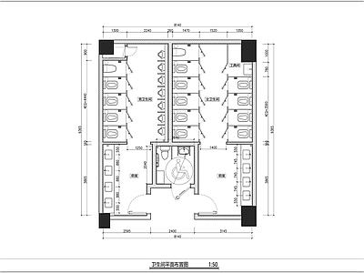 现代公共卫生间 学校卫生间 施工图