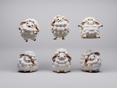 治愈系3D卡通家禽动物 现代网红小羊Ip Q萌小羊Ip 景观装置IP小羊 商业IP小羊 公园IP小羊