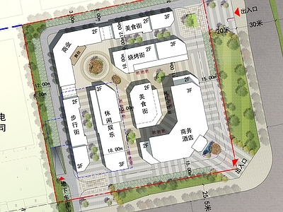 现代商业街 商业街 美食街 烧烤街区 施工图