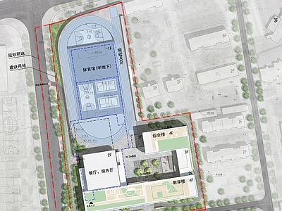 现代学校建筑 现代小学 教学楼 综合楼 报告厅 学校投标 施工图