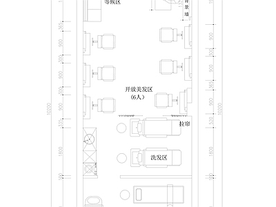 现代理发店 理发店 施工图
