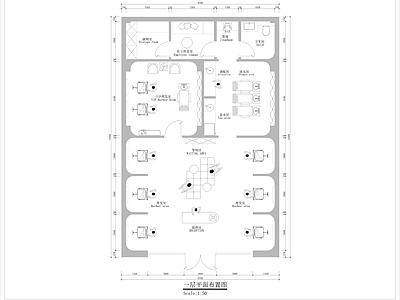 现代理发店 理发店平面图 施工图