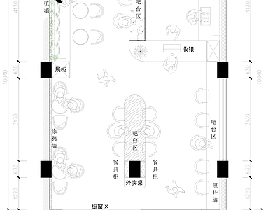 现代咖啡厅 休闲咖啡厅平面图 施工图