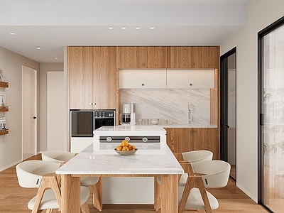 原木风开放式厨房 橱柜 餐边柜 原木风 吧台 餐厅