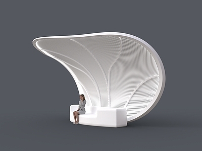 极简主义公交站台 树叶站台 花瓣站台 花瓣 树叶 镂空景观构筑