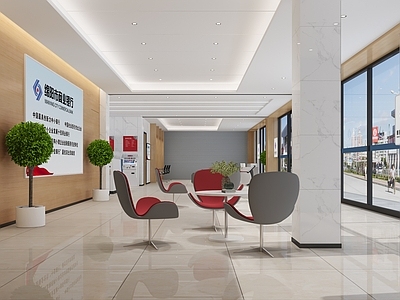 现代简约银行 现代银行  银行大堂