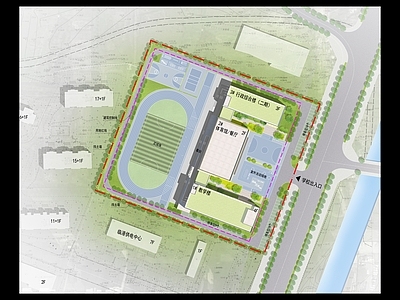 现代学校建筑 现代小学 教学楼 行政综合楼 体育馆 施工图