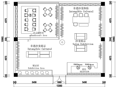 现代其他工装空间 非遗沙龙展示空间 140平 施工图