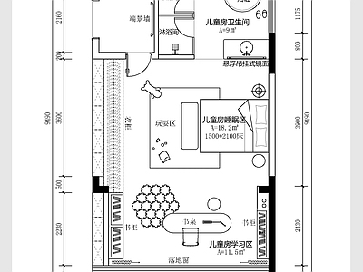现代儿童房 儿童房平面图 施工图