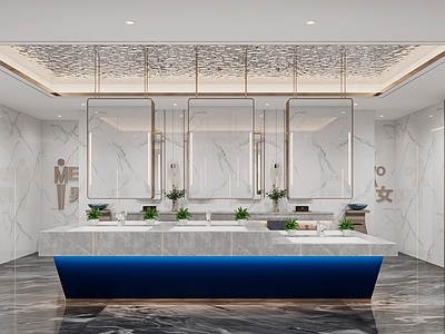 现代简约公共卫生间 酒店卫生间 公共卫生间 女卫 男卫