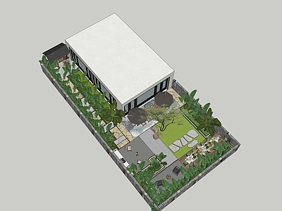 现代简约别墅庭院 现代庭院