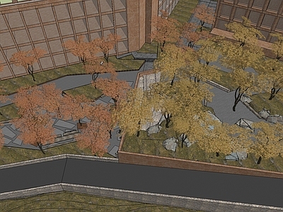 新中式景观办公园区景观 万华景观