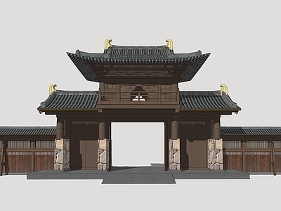 中式古建筑 唐风建筑大门 唐风古建大门 古建筑大门 木建筑大门 入口大门