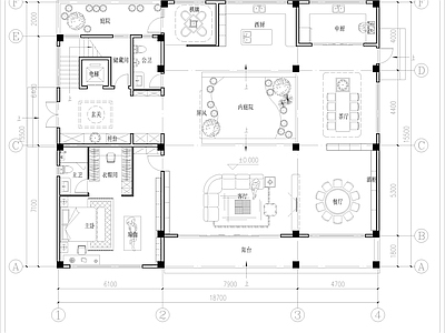 现代别墅建筑 三层豪华独栋别墅 别墅平面 占地面积284平 建筑面积696平 电梯 庭院 合院 施工图