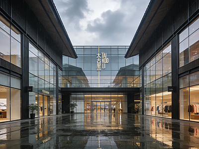 现代街道外景 商业街外景 人行道 街道夜景 街道外景 雨景