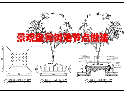 景观节点 树池大样图 施工图